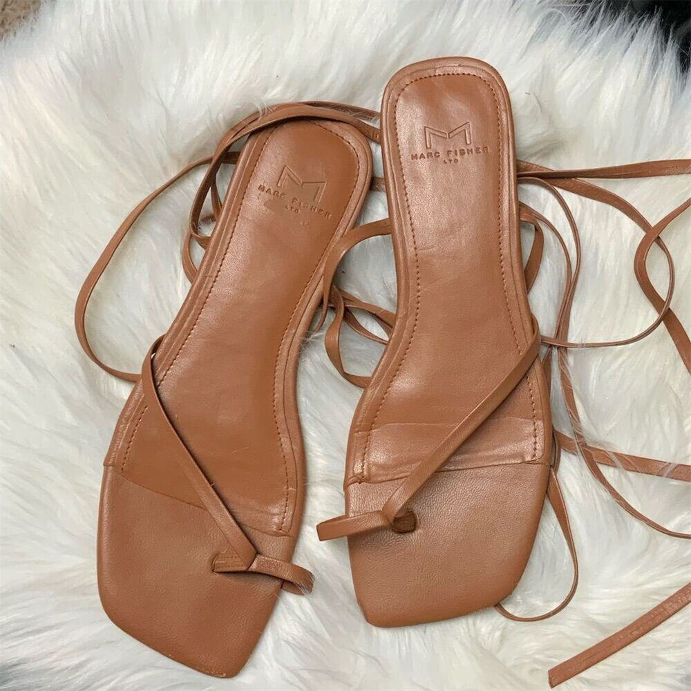 2369. Marc Fisher Mireya Lace-Up Sandals Brown 7.5